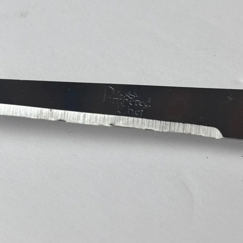 Vintage Pampered Chef Paring Knife White Handle‎ Serrated Stainless Steel 6.5